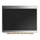 ILVE Majestic III 36-Inch Induction Range with 6 Induction Elements and Triple Glass Door Electric Oven in Blue Grey with Brass Trim (UMIB36NR3BGG)