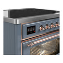 ILVE Majestic III 36-Inch Induction Range with 6 Induction Elements and Triple Glass Door Electric Oven in Blue Grey with Copper Trim (UMIB36NR3BGP)