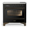 ILVE Majestic III 36-Inch Induction Range with 6 Induction Elements and Triple Glass Door Electric Oven in Glossy Black with Burnished Trim (UMIB36NR3BKB)