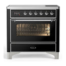 ILVE Majestic III 36-Inch Induction Range with 6 Induction Elements and Triple Glass Door Electric Oven in Glossy Black with Chrome Trim (UMIB36NR3BKC)