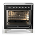 ILVE Majestic III 36-Inch Induction Range with 6 Induction Elements and Triple Glass Door Electric Oven in Glossy Black with Chrome Trim (UMIB36NR3BKC)