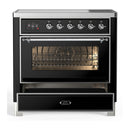 ILVE Majestic III 36-Inch Induction Range with 6 Induction Elements and Triple Glass Door Electric Oven in Glossy Black with Chrome Trim (UMIB36NR3BKC)