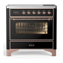 ILVE Majestic III 36-Inch Induction Range with 6 Induction Elements and Triple Glass Door Electric Oven in Glossy Black with Copper Trim (UMIB36NR3BKP)
