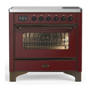 ILVE Majestic III 36-Inch Induction Range with 6 Induction Elements and Triple Glass Door Electric Oven in Burgundy with Burnished Trim (UMIB36NR3BUB)