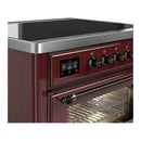 ILVE Majestic III 36-Inch Induction Range with 6 Induction Elements and Triple Glass Door Electric Oven in Burgundy with Burnished Trim (UMIB36NR3BUB)