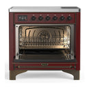 ILVE Majestic III 36-Inch Induction Range with 6 Induction Elements and Triple Glass Door Electric Oven in Burgundy with Burnished Trim (UMIB36NR3BUB)