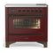 ILVE Majestic III 36-Inch Induction Range with 6 Induction Elements and Triple Glass Door Electric Oven in Burgundy with Burnished Trim (UMIB36NR3BUB)