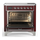 ILVE Majestic III 36-Inch Induction Range with 6 Induction Elements and Triple Glass Door Electric Oven in Burgundy with Chrome Trim (UMIB36NR3BUC)