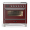 ILVE Majestic III 36-Inch Induction Range with 6 Induction Elements and Triple Glass Door Electric Oven in Burgundy with Chrome Trim (UMIB36NR3BUC)