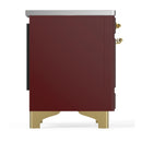 ILVE Majestic III 36-Inch Induction Range with 6 Induction Elements and Triple Glass Door Electric Oven in Burgundy with Brass Trim (UMIB36NR3BUG)