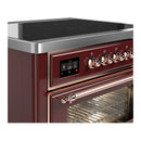 ILVE Majestic III 36-Inch Induction Range with 6 Induction Elements and Triple Glass Door Electric Oven in Burgundy with Copper Trim (UMIB36NR3BUP)
