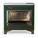 ILVE Majestic III 36-Inch Induction Range with 6 Induction Elements and Triple Glass Door Electric Oven in Emerald Green with Burnished Trim (UMIB36NR3EGB)