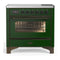 ILVE Majestic III 36-Inch Induction Range with 6 Induction Elements and Triple Glass Door Electric Oven in Emerald Green with Burnished Trim (UMIB36NR3EGB)