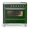 ILVE Majestic III 36-Inch Induction Range with 6 Induction Elements and Triple Glass Door Electric Oven in Emerald Green with Chrome Trim (UMIB36NR3EGC)
