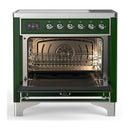 ILVE Majestic III 36-Inch Induction Range with 6 Induction Elements and Triple Glass Door Electric Oven in Emerald Green with Chrome Trim (UMIB36NR3EGC)