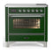 ILVE Majestic III 36-Inch Induction Range with 6 Induction Elements and Triple Glass Door Electric Oven in Emerald Green with Chrome Trim (UMIB36NR3EGC)
