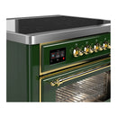ILVE Majestic III 36-Inch Induction Range with 6 Induction Elements and Triple Glass Door Electric Oven in Emerald Green with Brass Trim (UMIB36NR3EGG)