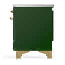 ILVE Majestic III 36-Inch Induction Range with 6 Induction Elements and Triple Glass Door Electric Oven in Emerald Green with Brass Trim (UMIB36NR3EGG)