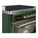 ILVE Majestic III 36-Inch Induction Range with 6 Induction Elements and Triple Glass Door Electric Oven in Emerald Green with Copper Trim (UMIB36NR3EGP)
