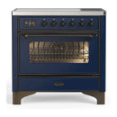 ILVE Majestic III 36-Inch Induction Range with 6 Induction Elements and Triple Glass Door Electric Oven in Mightnight Blue with Burnished Trim (UMIB36NR3MBB)
