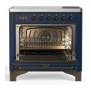 ILVE Majestic III 36-Inch Induction Range with 6 Induction Elements and Triple Glass Door Electric Oven in Mightnight Blue with Burnished Trim (UMIB36NR3MBB)