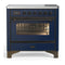 ILVE Majestic III 36-Inch Induction Range with 6 Induction Elements and Triple Glass Door Electric Oven in Mightnight Blue with Burnished Trim (UMIB36NR3MBB)