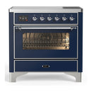 ILVE Majestic III 36-Inch Induction Range with 6 Induction Elements and Triple Glass Door Electric Oven in Mightnight Blue with Chrome Trim (UMIB36NR3MBC)