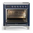 ILVE Majestic III 36-Inch Induction Range with 6 Induction Elements and Triple Glass Door Electric Oven in Mightnight Blue with Chrome Trim (UMIB36NR3MBC)