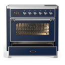 ILVE Majestic III 36-Inch Induction Range with 6 Induction Elements and Triple Glass Door Electric Oven in Mightnight Blue with Chrome Trim (UMIB36NR3MBC)