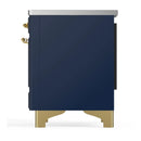 ILVE Majestic III 36-Inch Induction Range with 6 Induction Elements and Triple Glass Door Electric Oven in Mightnight Blue with Brass Trim (UMIB36NR3MBG)