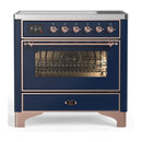 ILVE Majestic III 36-Inch Induction Range with 6 Induction Elements and Triple Glass Door Electric Oven in Mightnight Blue with Copper Trim (UMIB36NR3MBP)