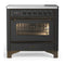 ILVE Majestic III 36-Inch Induction Range with 6 Induction Elements and Triple Glass Door Electric Oven in Matte Graphite with Burnished Trim (UMIB36NR3MGB)