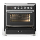 ILVE Majestic III 36-Inch Induction Range with 6 Induction Elements and Triple Glass Door Electric Oven in Matte Graphite with Chrome Trim (UMIB36NR3MGC)