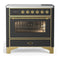 ILVE Majestic III 36-Inch Induction Range with 6 Induction Elements and Triple Glass Door Electric Oven in Matte Graphite with Brass Trim (UMIB36NR3MGG)