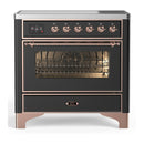 ILVE Majestic III 36-Inch Induction Range with 6 Induction Elements and Triple Glass Door Electric Oven in Matte Graphite with Copper Trim (UMIB36NR3MGP)