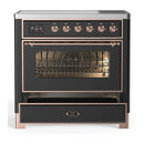 ILVE Majestic III 36-Inch Induction Range with 6 Induction Elements and Triple Glass Door Electric Oven in Matte Graphite with Copper Trim (UMIB36NR3MGP)