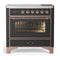 ILVE Majestic III 36-Inch Induction Range with 6 Induction Elements and Triple Glass Door Electric Oven in Matte Graphite with Copper Trim (UMIB36NR3MGP)
