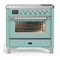 ILVE Majestic III 36-Inch Induction Range with 6 Induction Elements and Triple Glass Door Electric Oven in Mediterranean Mint with Chrome Trim (UMIB36NR3MMC)