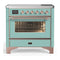ILVE Majestic III 36-Inch Induction Range with 6 Induction Elements and Triple Glass Door Electric Oven in Mediterranean Mint with Copper Trim (UMIB36NR3MMP)