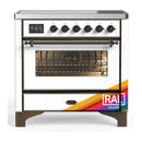 ILVE Majestic III 36-Inch Induction Range with 6 Induction Elements and Triple Glass Door Electric Oven in RAL with Burnished Trim (UMIB36NR3RAB)
