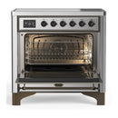 ILVE Majestic III 36-Inch Induction Range with 6 Induction Elements and Triple Glass Door Electric Oven in Stainless Steel with Burnished Trim (UMIB36NR3SSB)