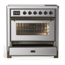 ILVE Majestic III 36-Inch Induction Range with 6 Induction Elements and Triple Glass Door Electric Oven in Stainless Steel with Burnished Trim (UMIB36NR3SSB)