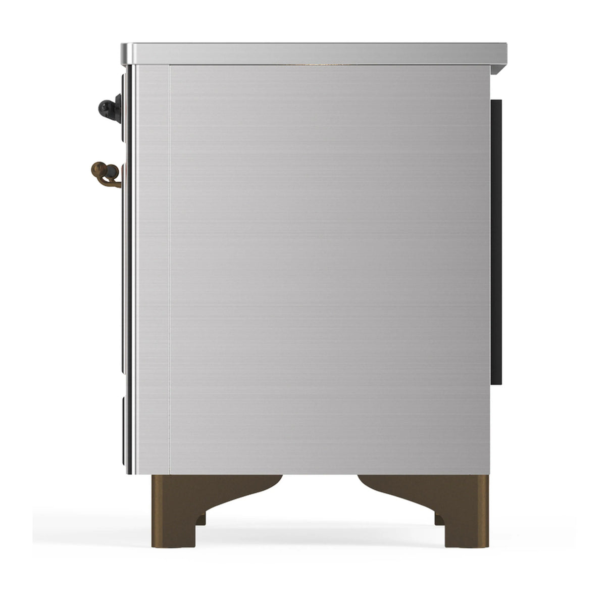 Stainless induction range rear side panel with hardware and leveling feet