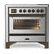 ILVE Majestic III 36-Inch Induction Range with 6 Induction Elements and Triple Glass Door Electric Oven in Stainless Steel with Burnished Trim (UMIB36NR3SSB)
