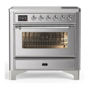 ILVE Majestic III 36-Inch Induction Range with 6 Induction Elements and Triple Glass Door Electric Oven in Stainless Steel with Chrome Trim (UMIB36NR3SSC)