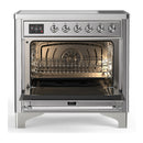 ILVE Majestic III 36-Inch Induction Range with 6 Induction Elements and Triple Glass Door Electric Oven in Stainless Steel with Chrome Trim (UMIB36NR3SSC)