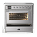 ILVE Majestic III 36-Inch Induction Range with 6 Induction Elements and Triple Glass Door Electric Oven in Stainless Steel with Chrome Trim (UMIB36NR3SSC)