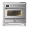 ILVE Majestic III 36-Inch Induction Range with 6 Induction Elements and Triple Glass Door Electric Oven in Stainless Steel with Chrome Trim (UMIB36NR3SSC)