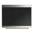 ILVE Majestic III 36-Inch Induction Range with 6 Induction Elements and Triple Glass Door Electric Oven in Stainless Steel with Brass Trim (UMIB36NR3SSG)