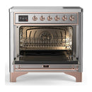 ILVE Majestic III 36-Inch Induction Range with 6 Induction Elements and Triple Glass Door Electric Oven in Stainless Steel with Copper Trim (UMIB36NR3SSP)